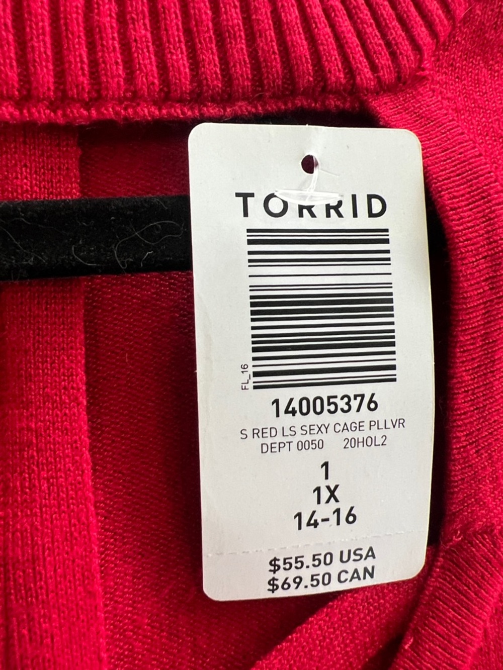 torrid Red Crisscross V-Neck Long Sleeve Sweater - Picture 7 of 7